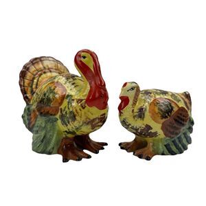 Vintage TURKEY TOM & HEN Salt Pepper Shakers Set Japan Thanksgiving